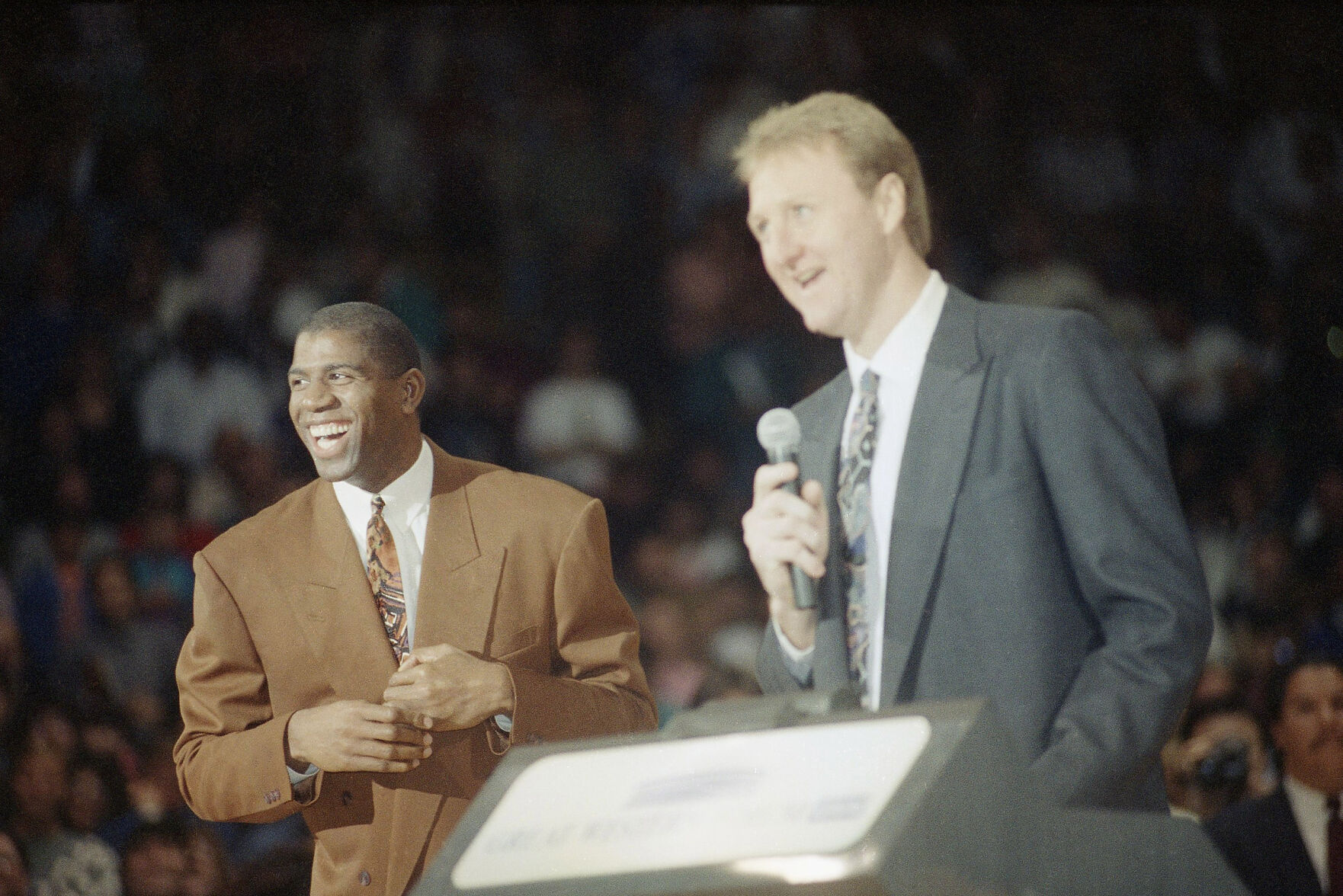 Larry Bird with Earvin Magic Johnson